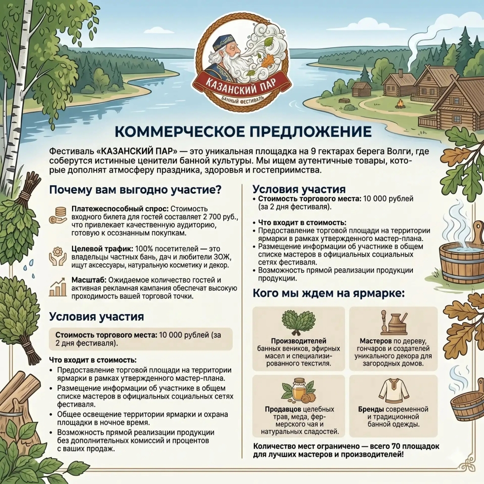 Мастеров народных промыслов приглашают к участию в Банном фестивале «КАЗАНСКИЙ ПАР»